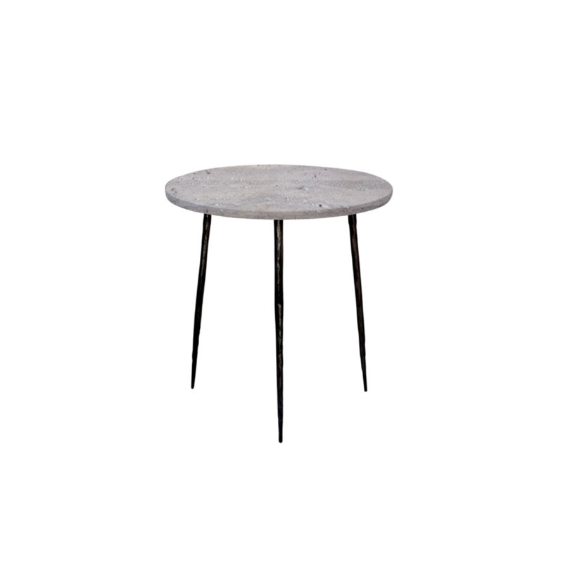 Kaii Medium End Table, 16" H x 16" W x 16" D, Gray Travertine