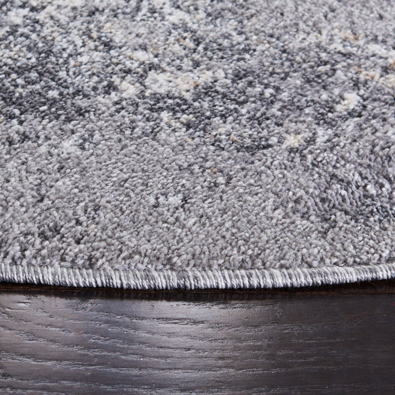 Tapis gris clair / gris Maurin, Rond 6 pi 7 po