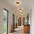 Faceted Amber Glass Globe Ceiling Fixture