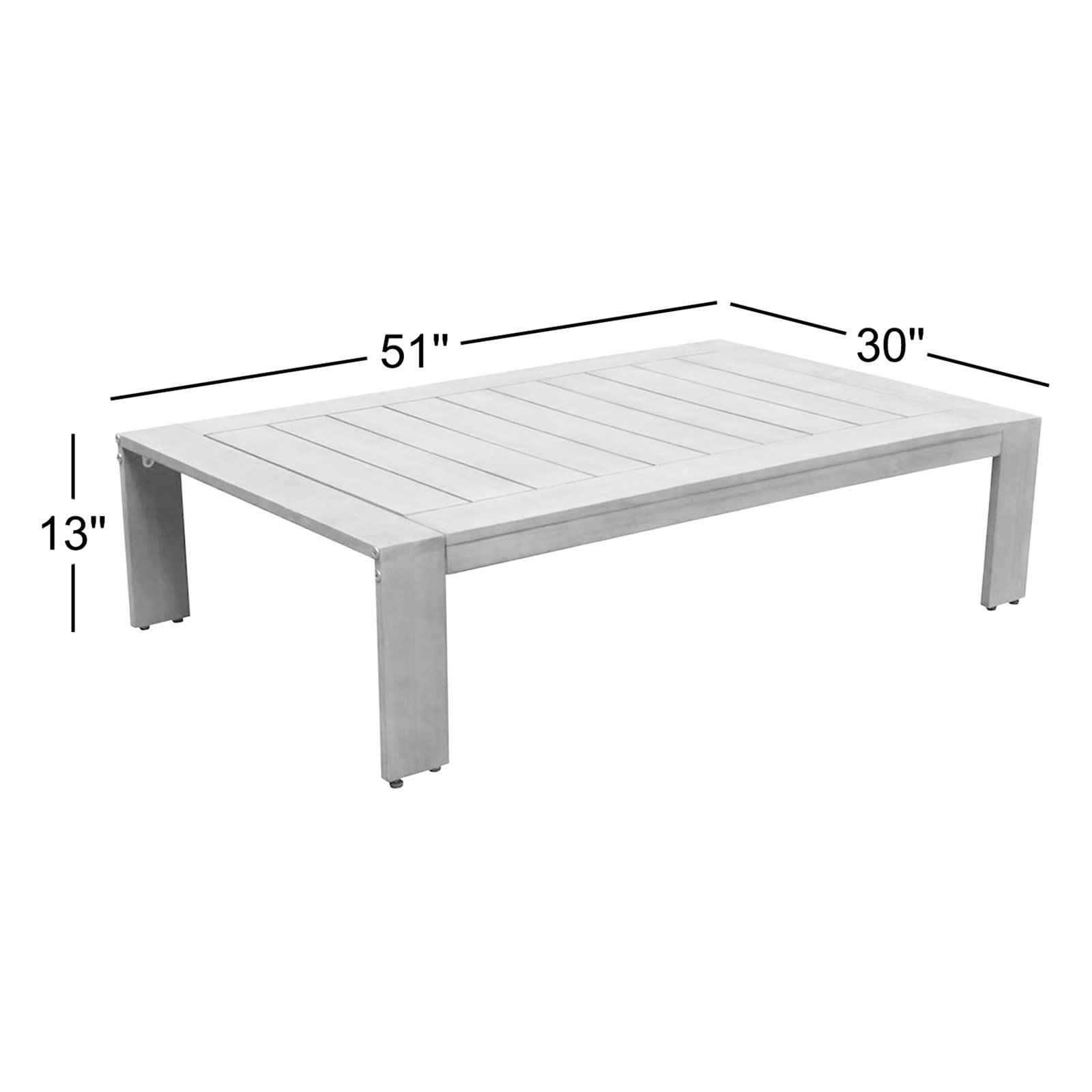 Harbor 51'' Outdoor Coffee Table, Gray