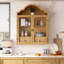 Armoire murale en bois massif 30,12 po avec plateau ondulé élégant, rétro rustique vieilli pour la salle à manger, la cuisine et le salon-1273266726