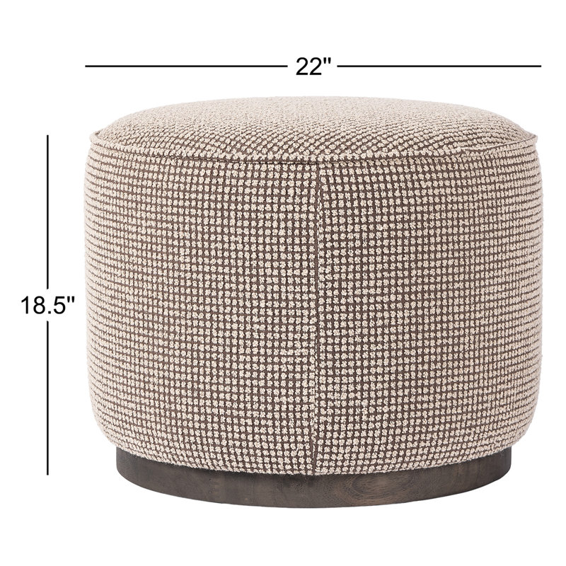 Sinclair Round Ottoman, Barrow Taupe Polyester Blend
