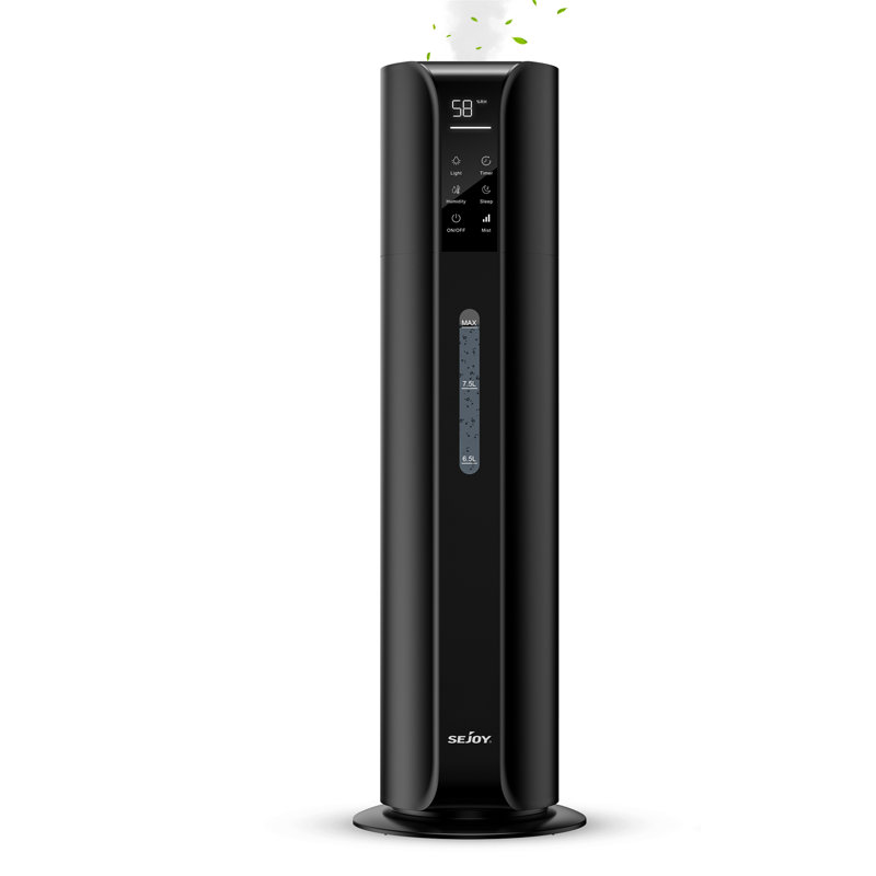2.3 Gallons Cool Mist Ultrasonic Quiet Tower Humidifier with Filter Element for Living Room, Black