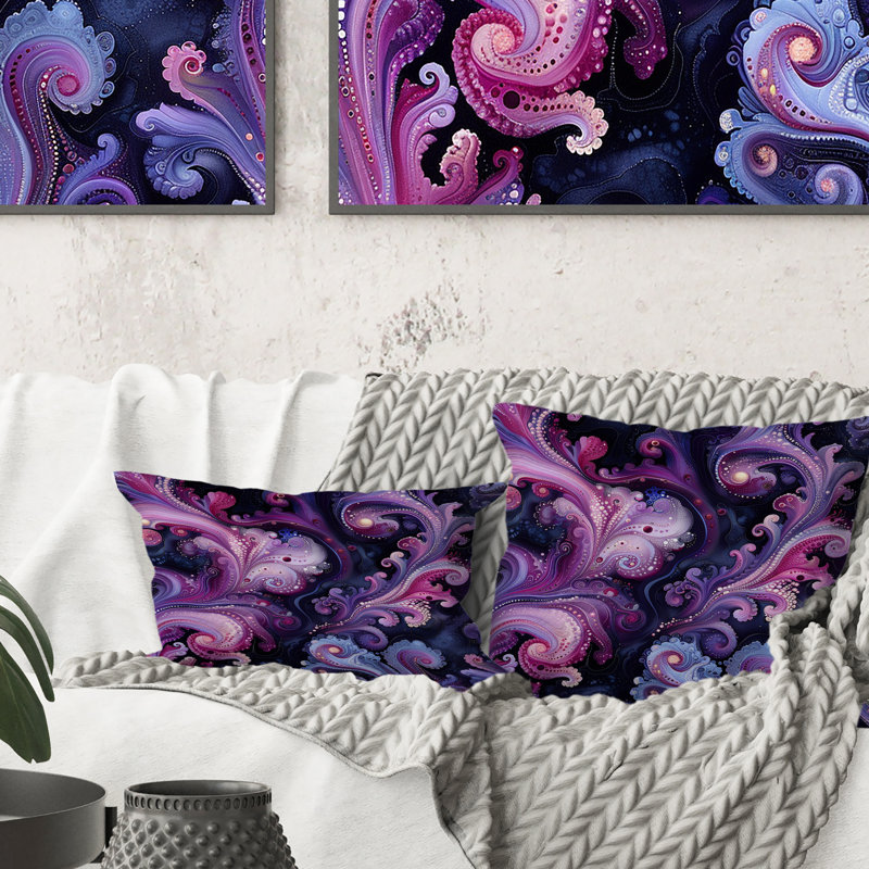 Coussin décoratif mauve, rose, fluide et magie I, H 16 po x l 16 po