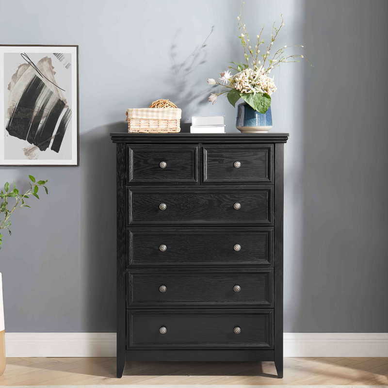 Commode moderne à 6 tiroirs, commode à tiroirs et rangement pour vêtements, armoire de rangement pour le salon, Noir