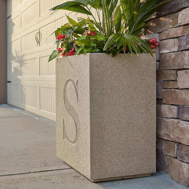 Gita Monogram Large Lightweight Outdoor 23" x 30" Column Planter Box, X, Sandstone