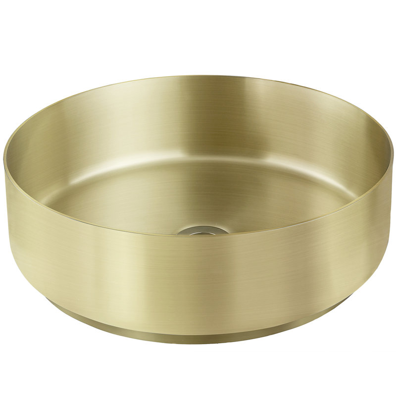 Lavabo de salle de bain vasque circulaire en acier inoxydable, Doré