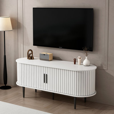 47" Modern TV Stand With Storage Sliding Door Cabinet For Living Room, Bedroom