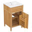 Meuble-lavabo en bois 20 po avec lavabo, pieds en bois massif, tablette réglable, tiroir inclinable et design moderne pour les petits espaces