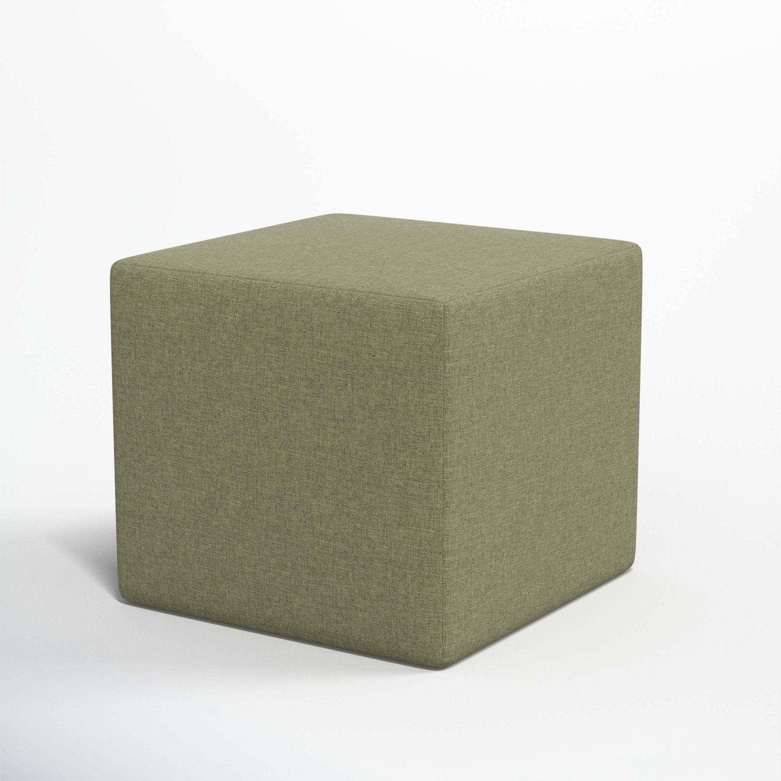 21" Linen Upholstered Ottoman, Zuma Laurel Textured Linen