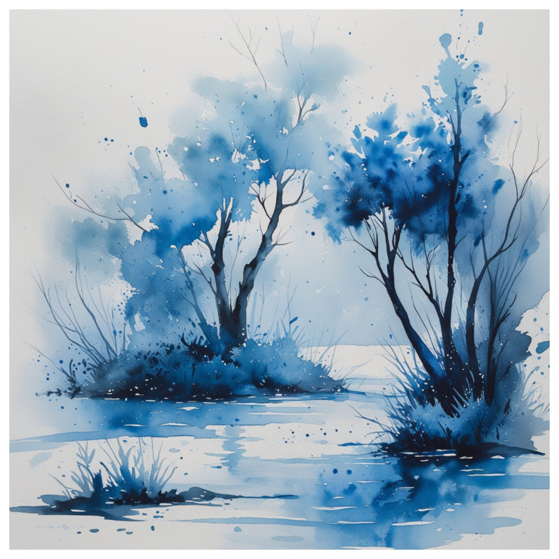 Rideaux de douche bleu aquarelle très long, L 70 po x H 93 po