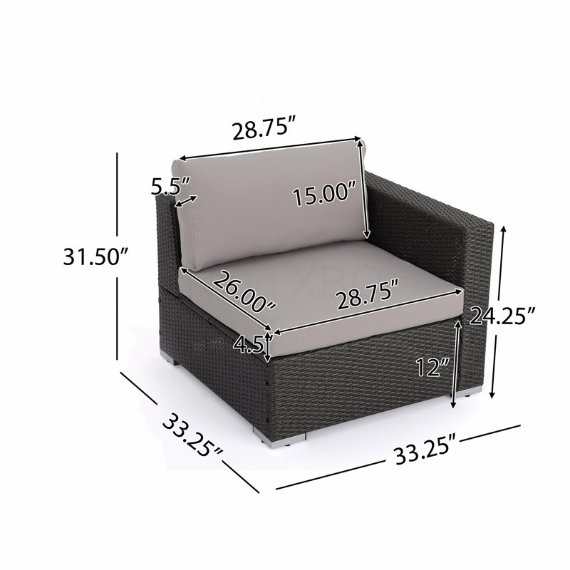 Fauteuil de patio droit Gry + Alu, Gray Cushion/Gray Frame