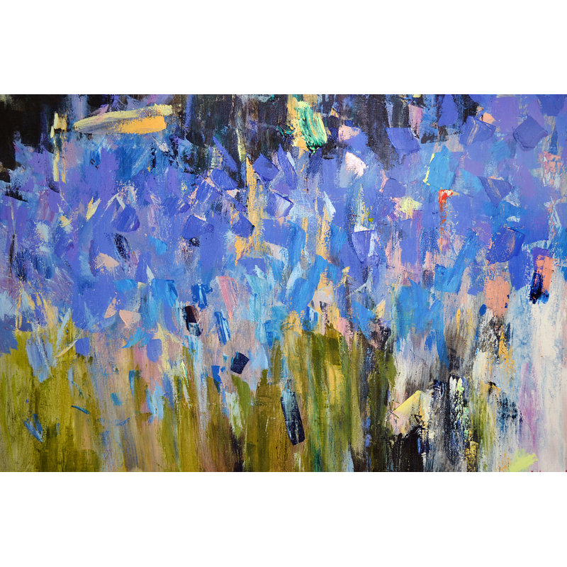 «Hamtramck Irises Abstract» par Ingaga - peinture sur toile tendue, H 12 po x l 18 po