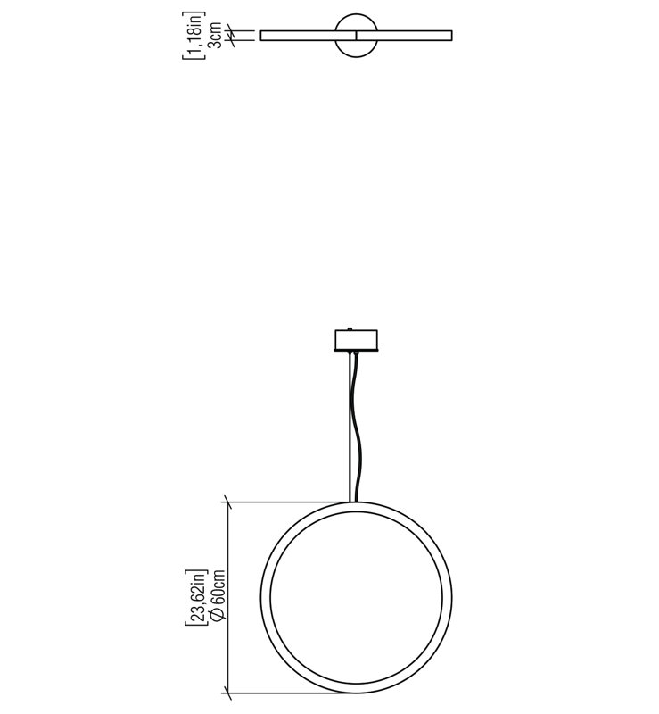 Luminaire suspendu avec cadre 1297 DEL, Imbuia, H 23,4 po x l 23,4 po x P 1,17 po