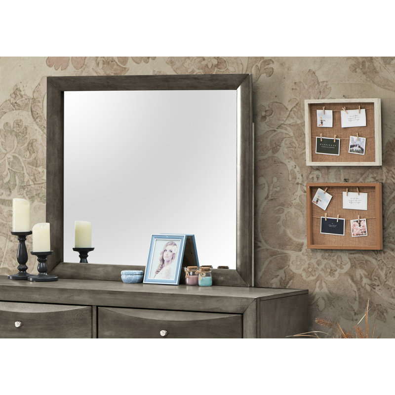 Miroir mural gris pour partout - H 39 po x l 35 po x P 1 po, aucun assemblage requis, augmente et procure une sensation d'espace, il est facile à conserver dans un état remarquable.