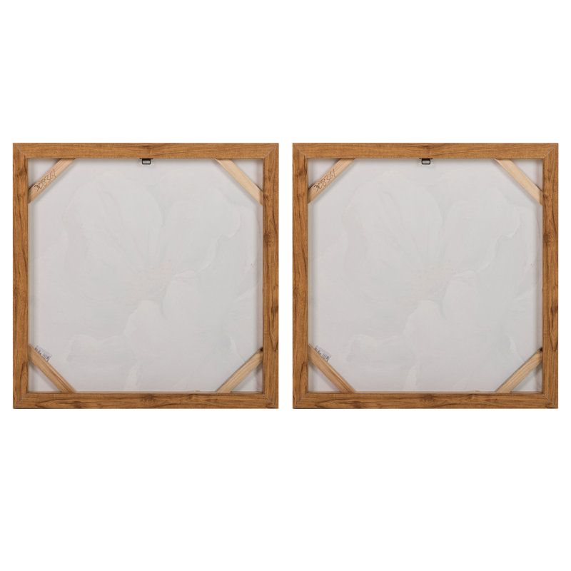 Flowers 80% Hand Painted Set 2 Canvas 60X4X60 Cm - 2 Piece Wrapped Canvas Print Set