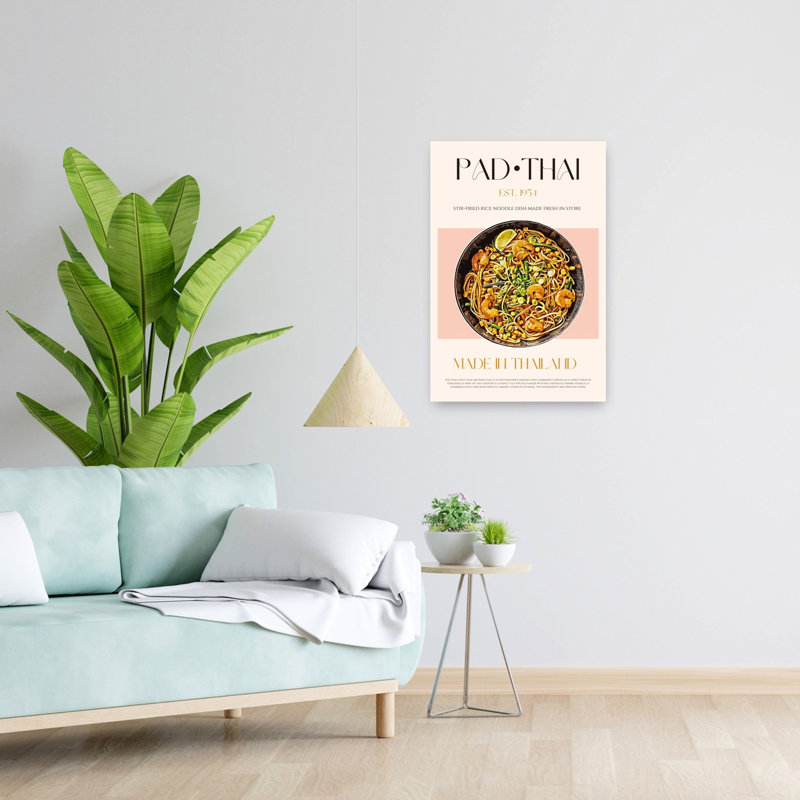 Art mural contemporain, "Shrimp Pad", H 24 po x l 16 po