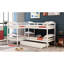 Lit simple superposé en L avec lit gigogne - blanc, mobilier fonctionnel pour chambre blanche. Fabrication en bois massif durable. Conception polyvalente et divers besoins. Convient aux enfants de 6 ans et plus. Aucune boîte à ressorts requise. Max