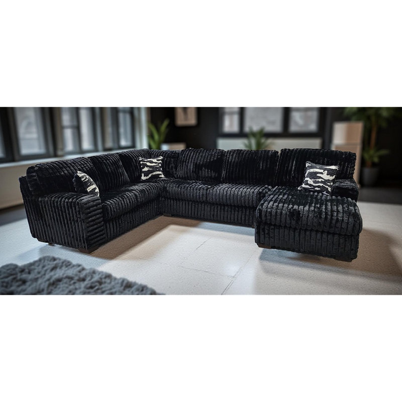 Canapé modulaire en tissu Austin, Tissu noir