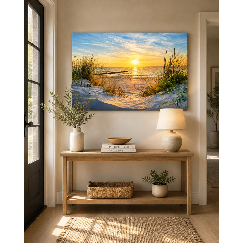 Tranquil Sunrise Beach Path Canvas Wall Art, 30" H x 40" W