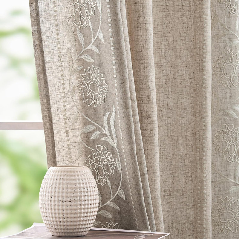 Rideaux à motif floral pour salon, décorations de fenêtre filtrant la lumière, 2 panneaux