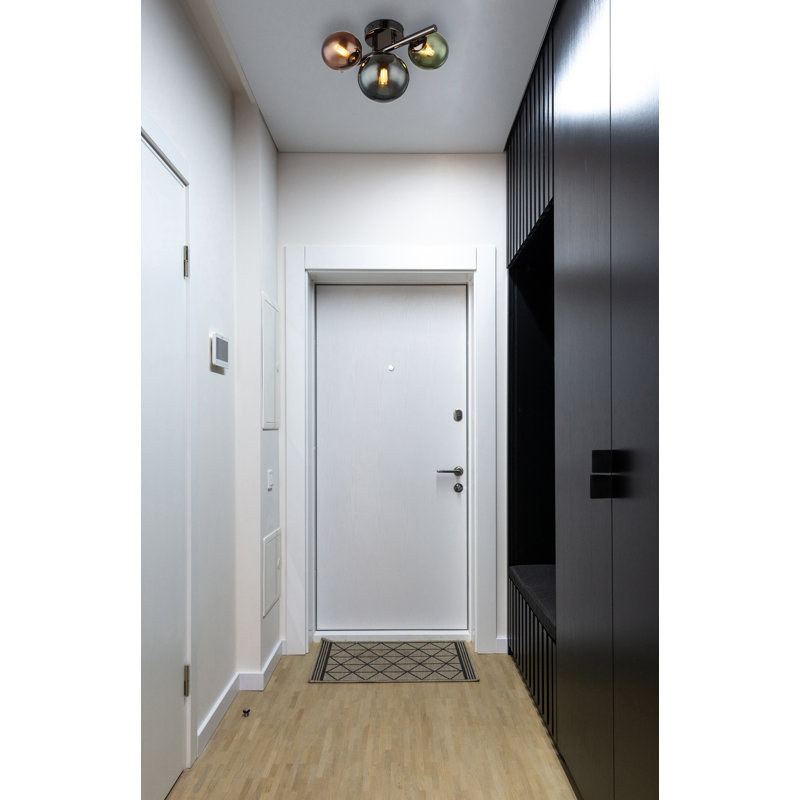 Melvern Glass Flush Mount, Black, Amber/Smoke/Green