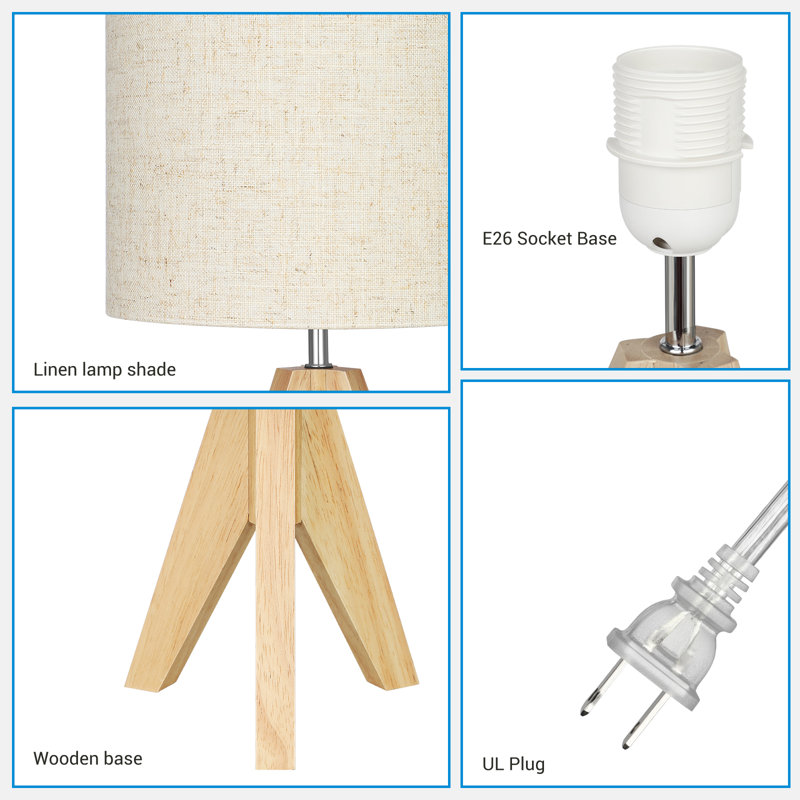 Fidel Solid Wood Tripod Table Lamp, Light Brown