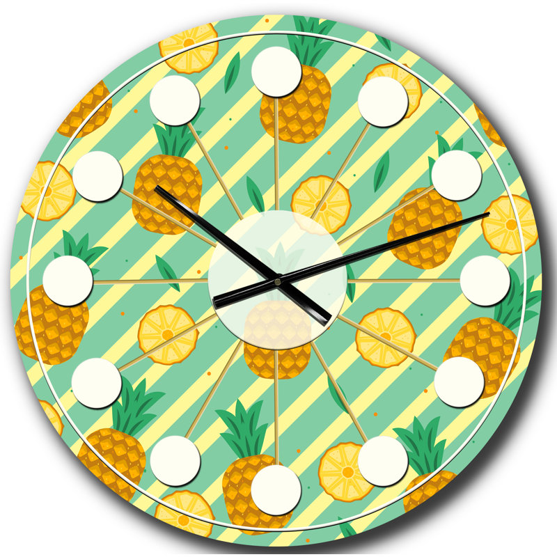 Horloge murale Pineapple Summer Bliss I - Mid-Century, Grand