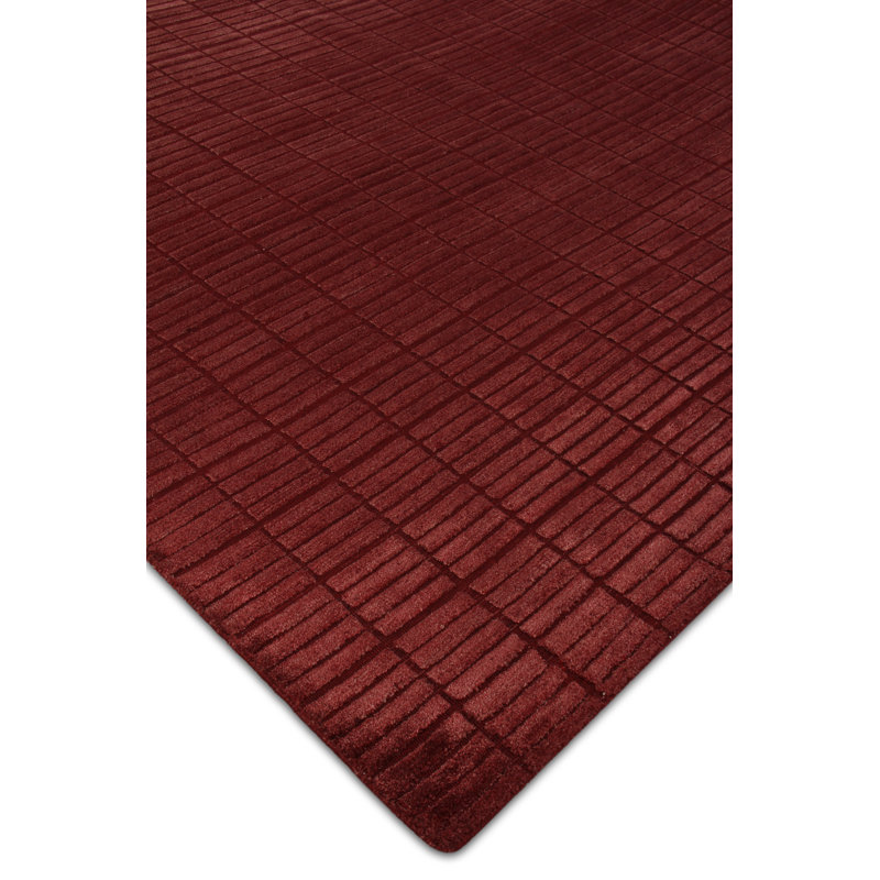 Blocks handloomed Viscose Red Area Rug