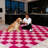 Plush Checkered Shag Area Rug - Soft Fluffy Hot Pink Grid Fleece Carpet for Living Room, Bedroom, Dry-Clean Only, High-Pile Shaggy Rug with Modern Checkerboard Pattern, Cozy Non-Slip Floor Decor for Contemporary Home Spaces-61557635-58974494