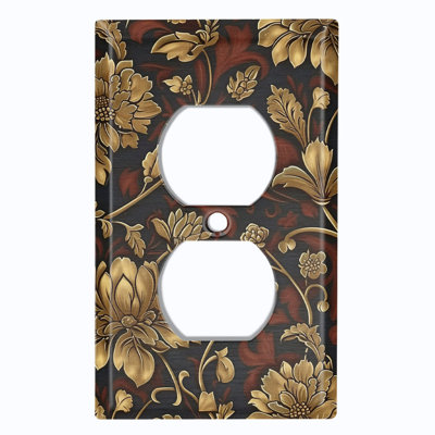 Couvercle de plaque d'interrupteur en métal; Bascule à 4 bandes US standard - Image imprimée d'un élégant motif floral damassé