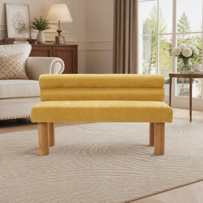 Banc de salle à manger rembourré et polyvalent avec pieds robustes en bois d'hévéa pour une assise confortable dans différents espaces de la maison