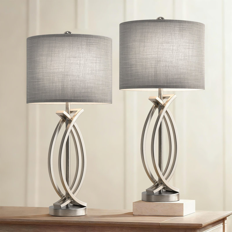 Lampe de table industrielle en métal Landon de 26 po avec éclairage à intensité variable à 3 niveaux pour tables de chevet, salons et bureaux