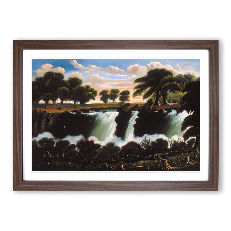 Genesee Falls in Rochester by Thomas Chambers - Framed Print, 36cm H x 48cm W x 2cm D, Walnut Framed