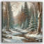 «Whispering Pines: Serene Snow-Covered River» sur toile-2110291140
