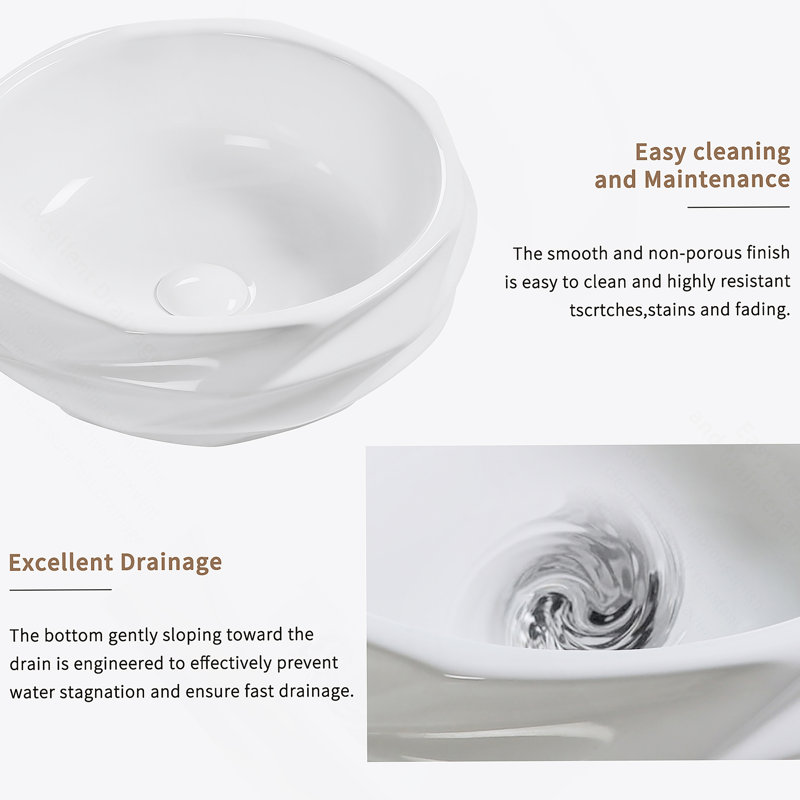 Lavabo-vasque rond en céramique pour salle de bain