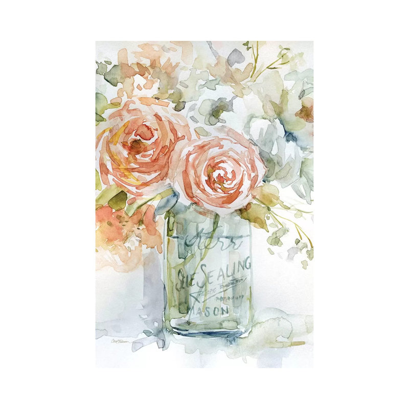 Cabbage Roses II by Carol Robinson - Wrapped Canvas Painting, 101.6 cm H x 66.04 cm W x 3.175 cm D