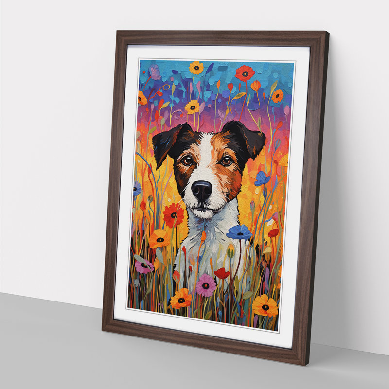 Jack Russell Colour Field 1 Piece Single Picture Frame Wall Art, 34cm H x 25cm W x 2cm D, Walnut Framed