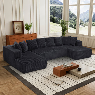 Boneless Modular Sectional Couch, U Shaped 4 Seater Free Combination Compression Sofa