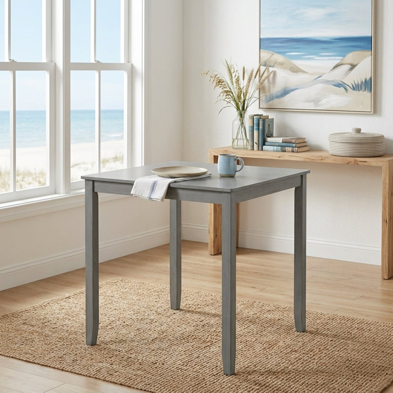 Table carrée à hauteur de comptoir, table de pub en bois massif de 34,5 po