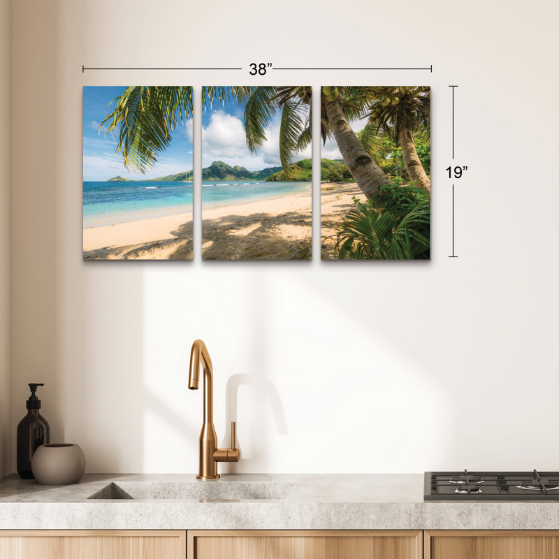 Ensemble de 3 panneaux muraux - Stefan Hefele «South Sea», art mural sur toile pour le salon, la chambre à coucher ou le bureau 