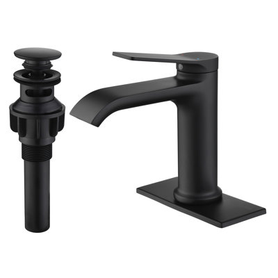Single-Hole Single-Handle Bathroom Faucet With Drain Assembly