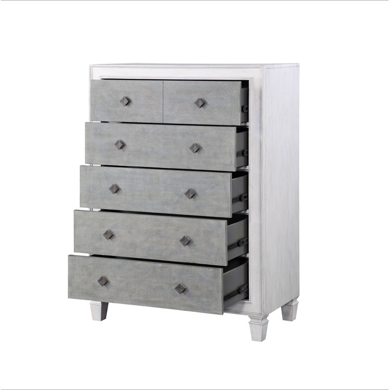 Commode Katia gris rustique et blanc vieilli