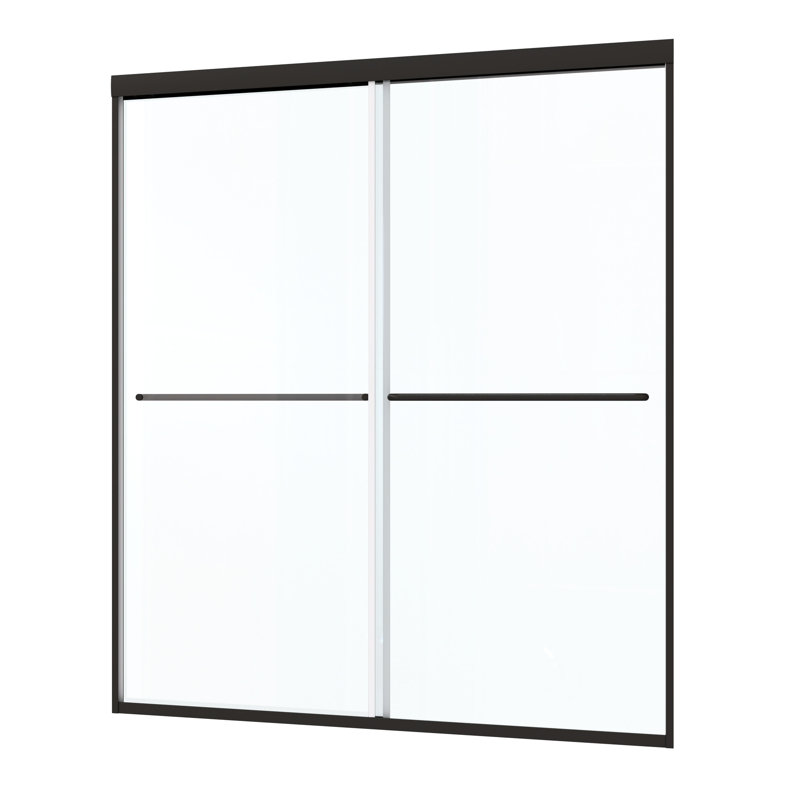 Porte de douche à dérivation avec verre trempé de 1/4 po - 50, 54 po x 70 po, chromé, coulissant lisse, verre chromé avec fuites, ouverture et fermeture 36 000 fois
