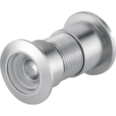 Viseur de porte, 15/16 po x 130 degrés, boîtier moulé sous pression, lentille en verre, embouts en laiton massif, finition nickel satiné (paquet simple)