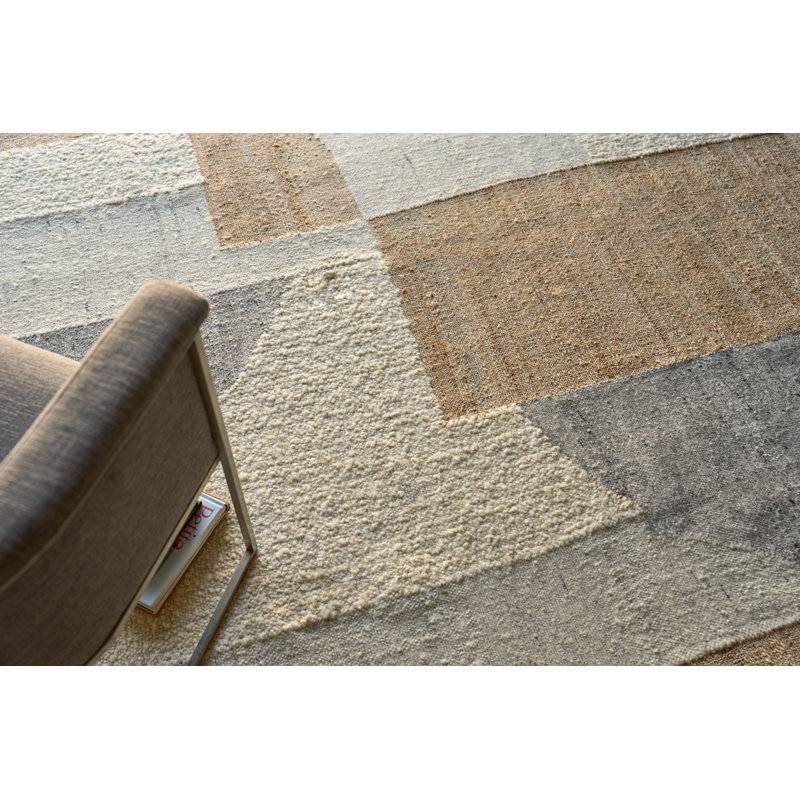 Pompano flatweave Wool/Jute Ivory/Gray/Beige Area Rug, 6'X9'