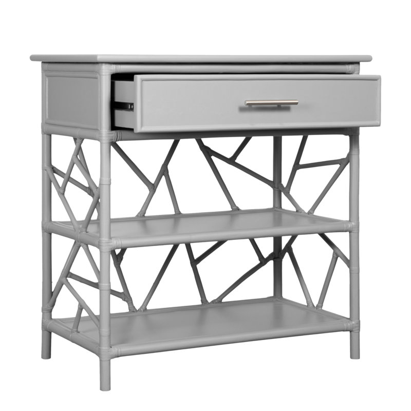 End Table with Storage, Light Gray