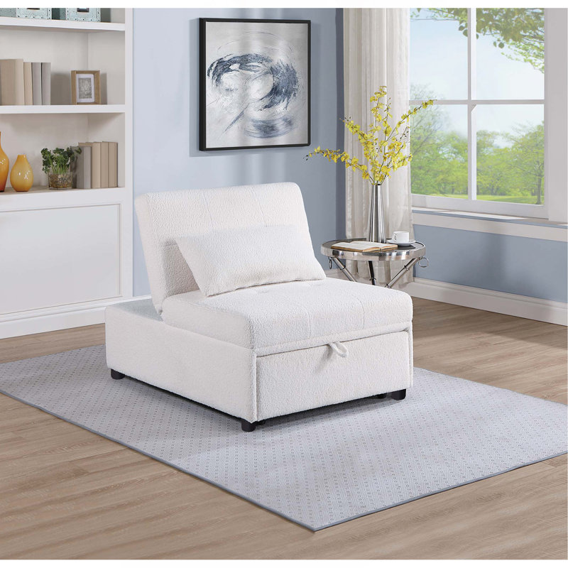 Convertible Sofa With Hidden Pull-Out Bed And Sherpa Upholstery For Modern And Transitional Spaces