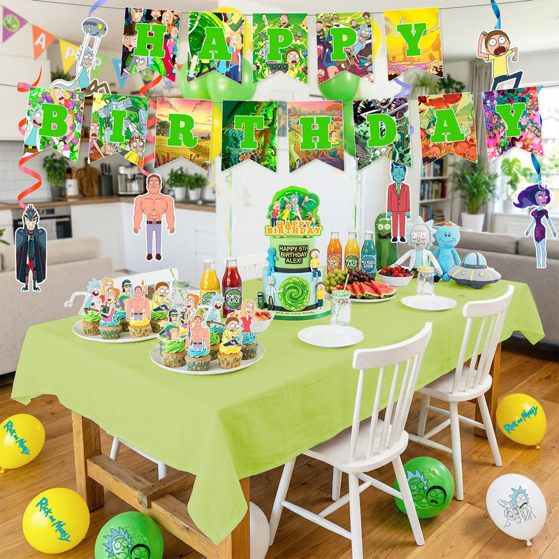 45 Pcs Rick and Morty Birthday Party Supplies, Rick and Morty Party Decorations for Kids Set