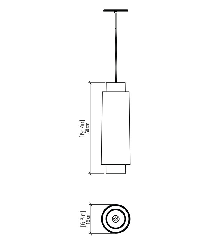 Cylindrical 1 - Light Pendant, 19.7" H x 6.3" W x 6.3" D, Imbuia